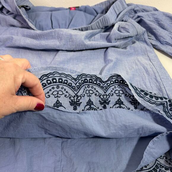 Vince Camuto Women's Off the Shoulder Eyelet Shift Dress Embroidered Hem SZ 14W - Picture 11 of 15